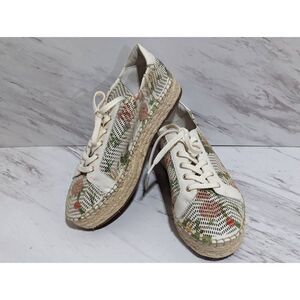 Vince Camuto Womens Perforated Leather Joellen Floral Espadrille Sneakers Size 7